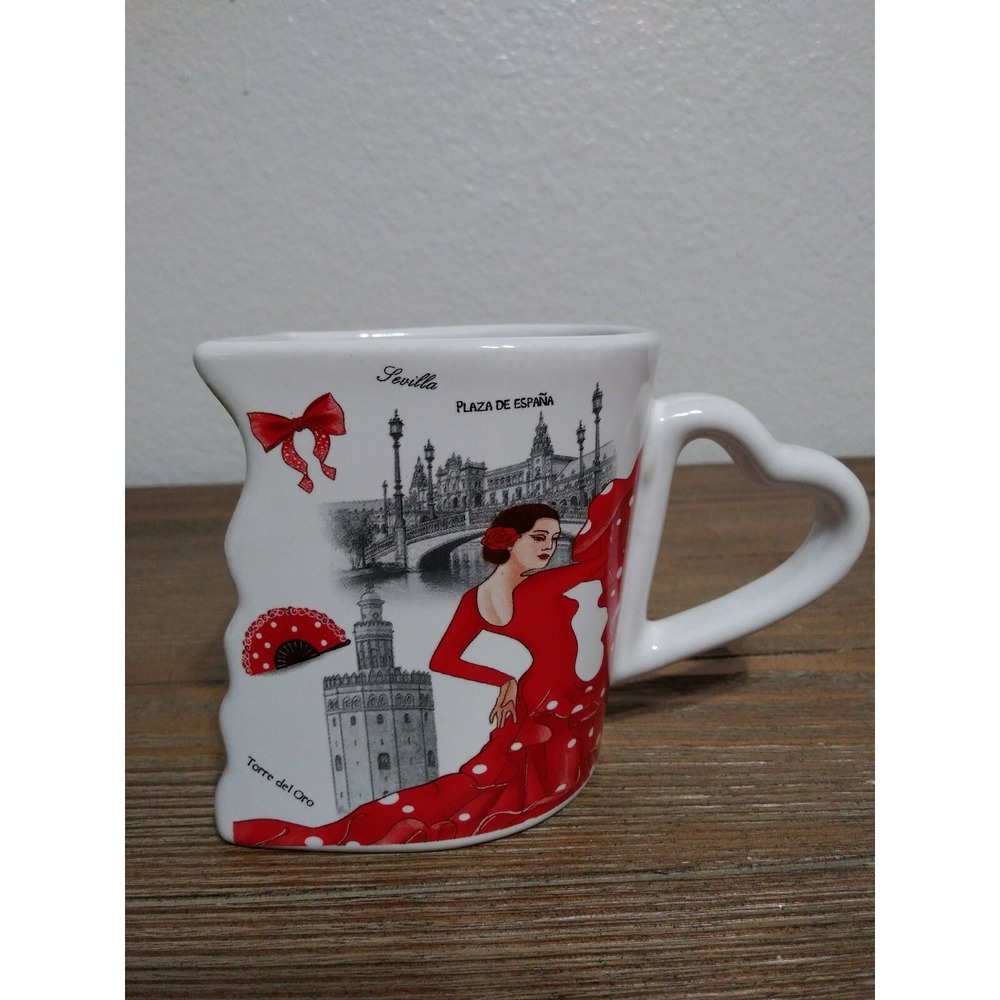 Spain Flamenco Dancer Coffee Mug Tea Cup Valentine Heart Shape Handle Other Half